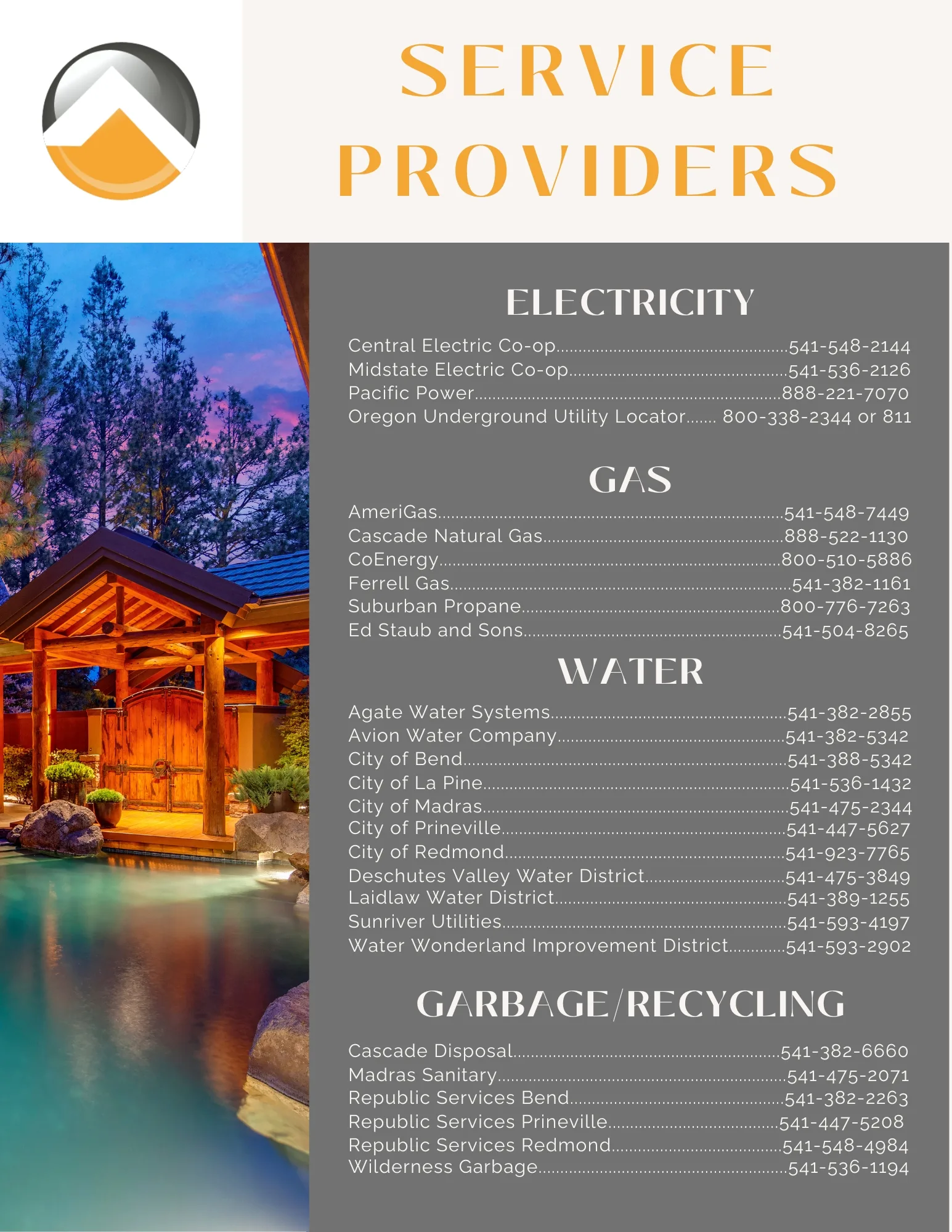 Central Oregon Utility Company Contact Information